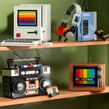 DIY Retro electrodomésticos muebles TV ordenador cinta Walkman consolas de juegos Radio bloques de construcción modelo ladrillo juego Juguetes