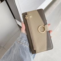 Business Wallet Case für Realme 12 Pro plus Cross body Leder Handy hülle Spiegel Reiß verschluss tasche Realme 12 plus C67 Multi Card Cover