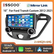 ESSGOO 10 "Android 14 Autoradio Per Ford Transit Personalizzato 2012-21 Carplay Android Auto GPS Navi FM WiFi BT RDS Specchio Link
