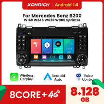 Android 14 Wireless Carplay Autoradio für Mercedes Benz B200 Sprinter W906 W639 Ab Klasse W169 W245 Viano Vito 8GB 128GB GPS IP