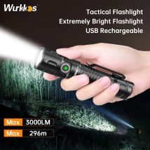 Latarka taktyczna do samoobrony Wurkkos TD04, przenośna, mocna, 3000 LM, ładowalna, LED, XHP50D HI, IP68