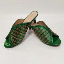 Neueste 2024 Damen Strass Sandalen Mid-Heel Party Sandalen Damen Fischmaul Schuhe Bing Bing Elegante Sadnals 6 cm F902-1