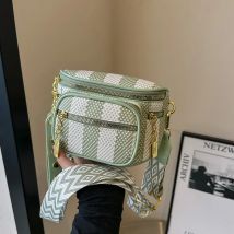 Stilvolle Kontrast farbe gestreifte Pu Leder Gürtel taschen für Frauen mehr schicht ige Reiß verschluss Hüft tasche weibliche Hüft tasche Damen Brusttasche