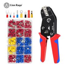 Strumento di crimpatura manuale 0,25-2,5 mm2 Pinza per crimpare a cricchetto regolabile 280 pezzi Kit di assortimento di capicorda per cavi Set di crimpare per cavi isolati SN-02C