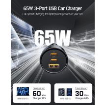 VOLTME 65W USB Tipo C Caricabatteria da auto Ricarica rapida QC 4.0 PD 3.0 Caricatore a ricarica rapida in auto per iPhone 13 Pro Xiaomi Samsung Huawei