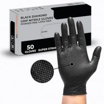 30/50 Stück industrielle, robuste Nitrilhandschuhe, diamantstrukturierter Griff, 8 Mil, schwarze Einweghandschuhe für Automechaniker-Sicherheitshandschuhe