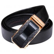 Hi-Tie Designer Black Leather Men's Belts Automatic Buckles Ratchet Slide Waist Straps Dress Jeans Business Work Daily Male XXXL