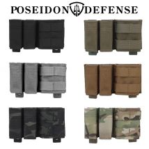 Poseidon Defense FAST 9mm + 9mm + 5.56 Potrójna ładownica na magazynki, kabura na amunicję, system Molle, do pistoletu, karabinu, AR, M4, Airsoft
