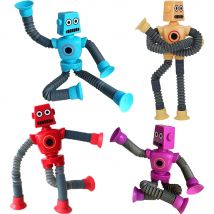 4Pcs Pop Tubes Fidget Toys Zmiana teleskopowej przyssawki Robot Stress Relief Sensoryczne zabawki