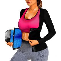 Sauna Trainings anzug für Frauen abnehmen Langarmhemd Wärme Gewichts verlust Top Workout Shape wear mit verstellbarem Gürtel und atmungsaktiv