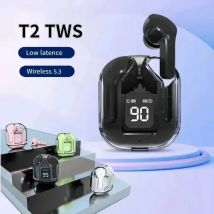 T2 Tws Auricolare Bluetooth wireless Cuffie trasparenti ENC Power Display digitale Auricolari audio stereo per tutti gli smartphone