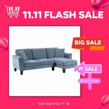 HOMCOM Sofá Chaise Lounge Reversible con 2 Almohadas 230x138x87 cm Azul Oscuro