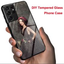 Für Samsung Galaxy S26 S25 S24 S23 S22 S21 S20 FE Ultra Note 20 Plus A52S A53 Hülle Benutzerdefiniertes Foto DIY Gehärtetes Glas Cover Schutzhülle
