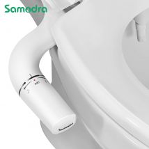 Bidet SAMODRA Ultra-Delgado, Bidet Minimalista para Inodoro con Doble Boquilla (Lavado Frontal y Trasero) Presión de Agua Ajustable, Attachment de Asiento para Inodoro con Agua Fresca, Fácil de