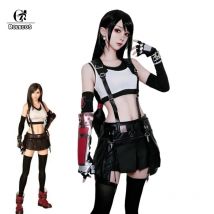 ROLECOS FF VII Tifa Cosplay Kostüm FF7 Remake Spiel Cosplay Kostüm Halloween Sexy Overalls Rock