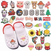 1Pcs PVC Bear Sushi Tulip Baby Bubble Tea Shoes Charms Children Buckle Accessories Fit Adorable Party Present