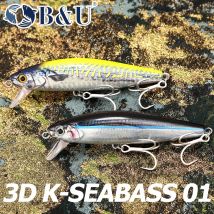 B&U sinkender Salzwasser-Minnow-Köder, harter Köder mit scharfen Drillingshaken, Salzwasserköder für Wolfsbarsch, Hecht