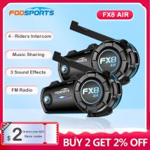 Fodsports FX8 Air Intercom Motorradhelm-Headset, 4 Fahrer, Bluetooth-Headsets, 1000 m