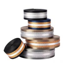 1.5inch Wide 3 meters Metallic Golden/Silver Strip Webbing Strap For Bag Strap DIY Crafting Projects
