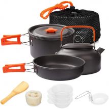 1 sztuk/1 zestaw zestaw naczyń kempingowych zestaw do gotowania na świeżym powietrzu sprzęt aluminiowy garnek na zewnątrz zastawa stołowa podróżna kuchnia piesze wycieczki piknik BBQ