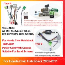 For Honda Civic Hatchback Cables Wries Car Radio Android Adapter cable 2006-2011 Power Cable 16Pin Suitable For Small Screens