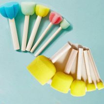 10-teiliges Set mit Holzgriff, Pilzkopf-Schwammpinsel für Kinder, DIY-Malschwamm, Dichtungsset, Farbe, Graffiti, schafft einzigartiger Kunstpinsel