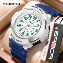 SANDA Top Brand New Fashion Simple Original Men's Quartz Watch Popular Simple Digital Colorful Light Teenagers Children's Watch