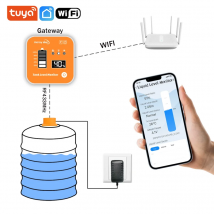ME201R Tuya APP LCD Allarme remoto Serbatoio dell'acqua wireless ad ultrasuoni Monitor del livello del liquido Visualizzazione del tempo Allarme indicatore batteria scarica