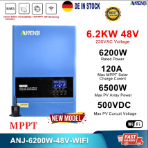 Hybrydowy falownik solarny 6,2 kW 48 V 230 V falownik fotowoltaiczny czysty sinus włączanie/wyłączanie sieci wbudowany kontroler ładowania słonecznego 120A MPPT