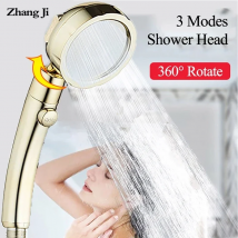 Zhangji 360 Grad Rotierenden Retro Goldene Dusche Hochdruck 3 Modi mit Stop Taste Wasser Spar ABS Kunststoff Dusche Kopf