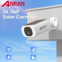 ANRAN Telecamera di sicurezza solare esterna con batteria Telecamera WIFI da 3 MP 2.4G Batteria Cloud Storage Visione notturna a colori Non può aggiungere NVR