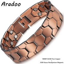 ARADOO Pure Copper Magnetic Bracelets for Men with Double-Row Strong Magnets Link Bracelet Jewelry Gifts