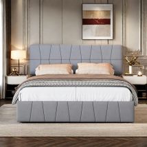 Letto imbottito Fangange 140 x 200 cm,con 4 cassetti sul lato del letto, testiera alta regolabile,letto doppio,senza materasso,Velevt