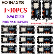 1-10 Stück/NodeMCU ESP8266 Entwicklungsboard mit 0,96 Zoll OLED-Display CH340G ESP-12F WiFi-Modul TYPE-C USB für Arduino