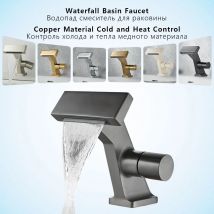 Matte Gray Bathroom Sink Faucet New Design Waterfall Basin Faucets Washbasin Hot Cold Brass Mixer Vanity Single Hole Water Taps