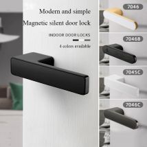 HACXFBLE Minimalistisches magnetisches leises Schlafzimmertürschloss, Zinklegierung, stumme Türschlösser, Badezimmer, mechanische Schlösser, Möbelgriff, Schlosszubehör