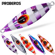 PROBEROS 1pc Esca da pesca con jig in metallo luminoso, esca marina bionica con azione realistica, maschera durevole a passo lento per capture notturne