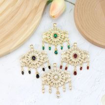 Mode Marokko Frauen Brosche Kristall Hohle Blume Anhänger Kaftan Hijab Pin Gold Farbe Arabisch Braut Hochzeit Schmuck