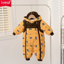 IYEAL Winter Baby Plus Velvet Thickening Outerwear Newborn Boy Girl Warm Cotton Rompers Hooded Jumpsuit Windproof Snowsuit