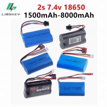 7.4V 1500/3000/5000/6800/8000mAh 18650 2S li-ion Battery For Wltoys144001 12428 12423 10428 Q39 MN82 MN128 MN78 RC Car Boat Part