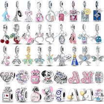 Vendita calda Pendenti e Ciondoli Perline Argento Sterling 925 Rosa Bottiglia di Profumo Lettera Luminosa Lucciola Tarocchi Perline di Carta Misura Braccialetti FAI DA TE Gioielli