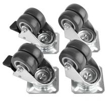 Doppelrad-Lenkrollen, 4 Stück, drehbare, geräuscharme Ersatzrollen, 50 mm, weicher Gummi, langlebige Möbelrollen