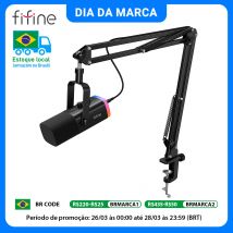 Kit microfono XLR dinamico FIFINE con braccio braccio per Mixer, Set microfono USB da gioco con RGB, controllo del Volume per PC PS5/4 amplificatore AM8T