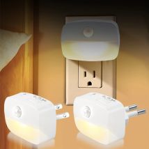 Bewegungsmelder-LED-Unterschrankleuchte, US/EU-Stecker, LED-Nachtlampe für Küche, Schlafzimmer, Flur, Treppe, Schrank, Schrank, 3 Farben