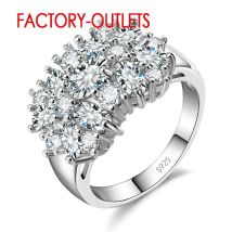Echter 925er Sterlingsilber-Verlobungsring, Modeschmuck, trendiger Stil, Zirkonia, Krappenfassung, Damen und Mädchen, Großhandel