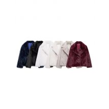 Women's Thick Warm Faux Fur Jacket, Long Sleeve Coat, Lapel Collar, Female Outerwear, Chic Tops, Fashion
