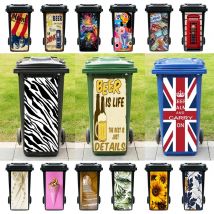 Retro-Graffiti-Mülleimer-Aufkleber im britischen Stil, abnehmbarer, wasserdichter Outdoor-Rad-Hygiene-Mülleimer, dekorativer Aufkleber