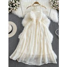 Sexy Strand-Partykleider für Damen, modisch, hängender Hals, rückenfrei, schlankes A-Linien-gesticktes Blumenkleid, langes Sommerkleid