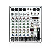 Mixer audio a 6 canali, mixer DJ con interfaccia audio USB, funzione Bluetooth, 16 effetti DSP e EQ a 3 bande (ARMX-6)