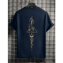 T-shirt da uomo estiva 100% cotone comoda casual ampia taglie forti con motivo astratto stampato girocollo a maniche corte